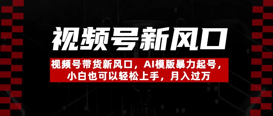 視頻號(hào)帶貨新風(fēng)口，AI模版暴力起號(hào)，小白也可以輕松上手，月入過萬(wàn)