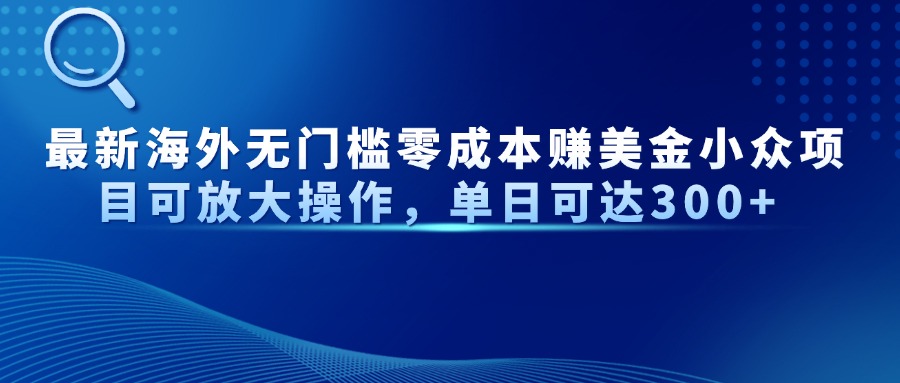 最新海外無門檻美金小眾項目可放大操作，單日可達300+