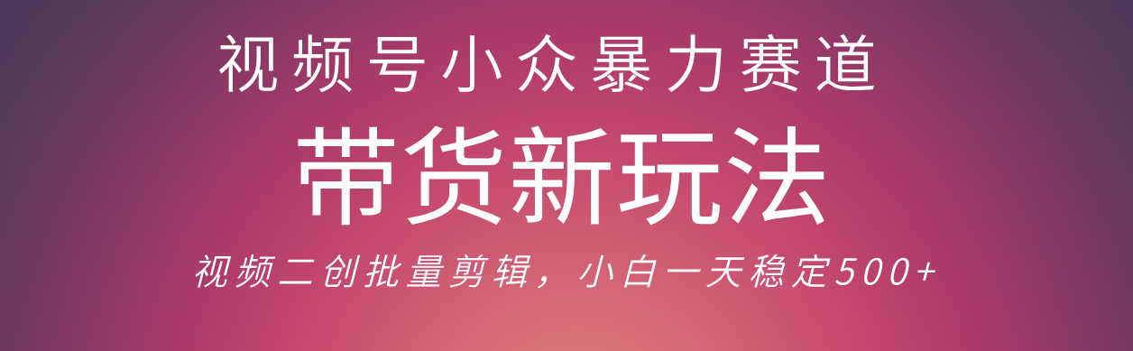 視頻號小眾暴力賽道,最新帶貨玩法 小白也能輕松日入500+ 保姆及教程