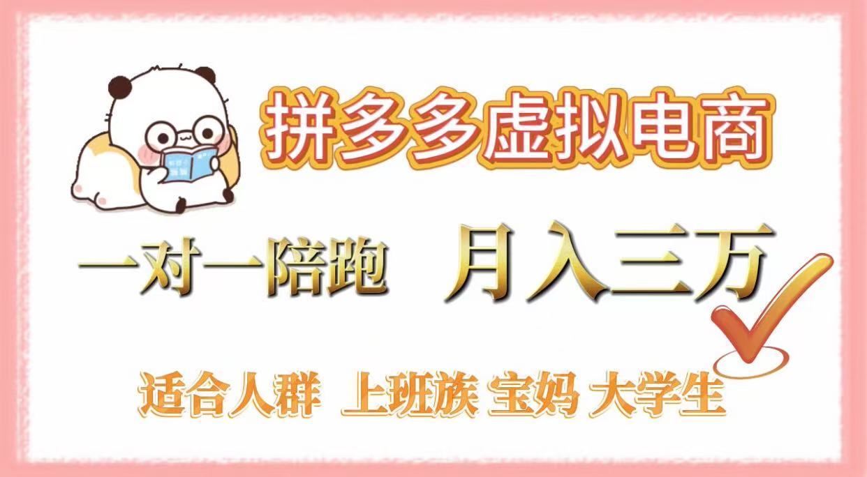 拼多多虛擬電商，一對一陪跑，月入3萬，0囤貨，輕資產，不發貨