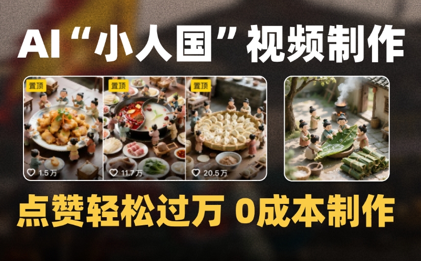 爆款1000W+微縮景觀迷你小人國AI視頻,0成本制作全流程教學(xué)