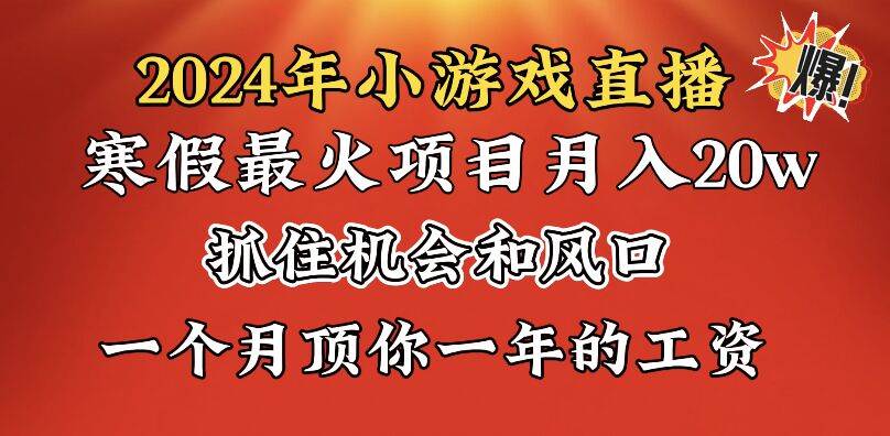 2024年寒假爆火項目，小游戲直播月入20w ，學會了之后你將翻身