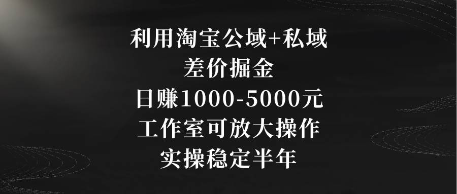 利用淘寶公域+私域差價掘金，日賺1000-5000元，工作室可放大操作，實操…