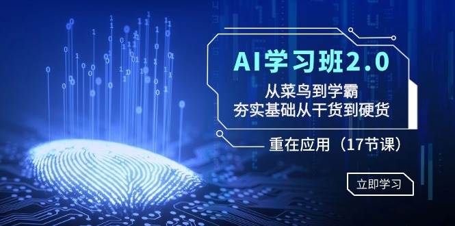 AI學習班2.0：從菜鳥到學霸，夯實基礎從干貨到硬貨，重在應用（17節課）