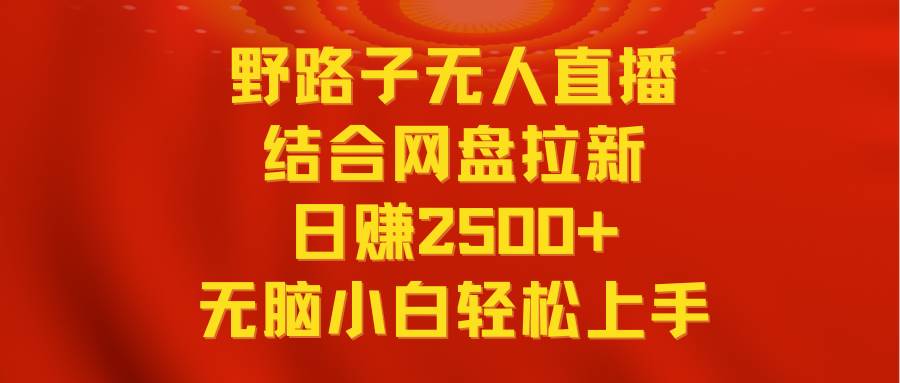 無人直播野路子結合網盤拉新，日賺2500+多平臺變現，小白無腦輕松上手操作