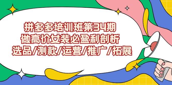 拼多多培訓班第34期：做高價女裝必盈利剖析  選品/測款/運營/推廣/拓展