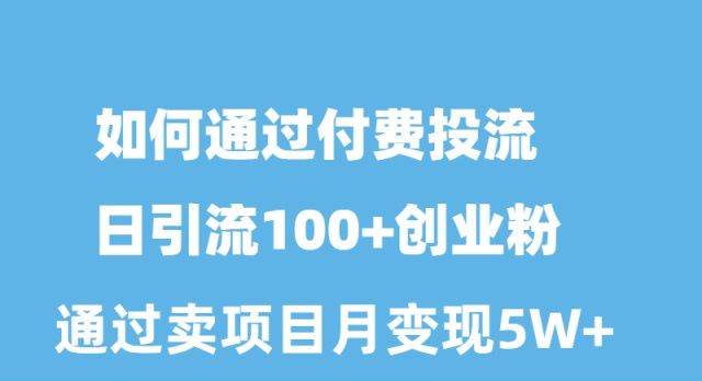 如何通過付費投流日引流100+創業粉月變現5W+