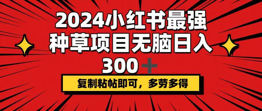 2024小紅書最強種草項目，無腦日入300+，復制粘帖即可，多勞多得